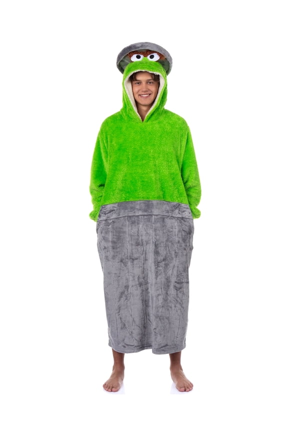 Sesame Street Oscar The Grouch Adult Wearable Hooded Blanket Sweatshirt
