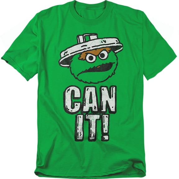 Trevco Sportswear SST149-AT-2 Sesame Street Can It Adult Regular Fit Short Sleeve T-Shirt, Kelly Green - Medium