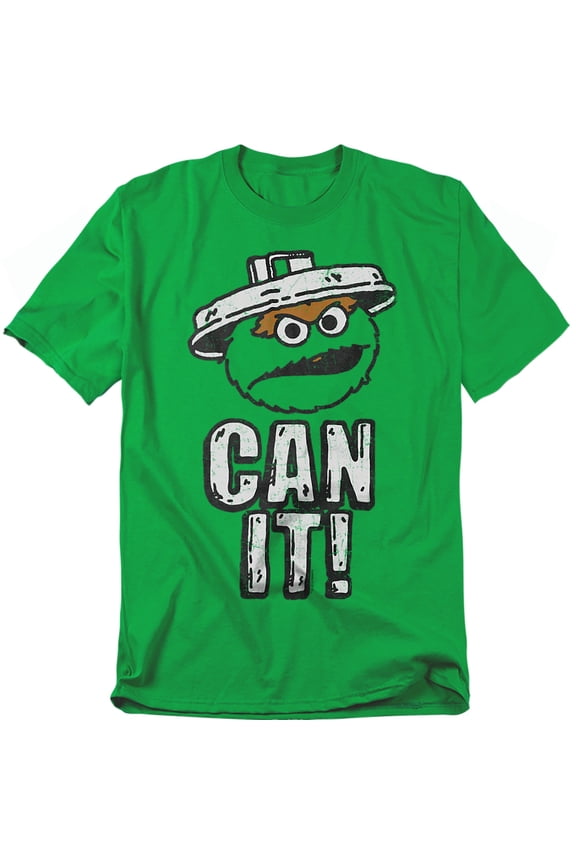 Trevco Sportswear SST149-AT-2 Sesame Street Can It Adult Regular Fit Short Sleeve T-Shirt, Kelly Green - Medium