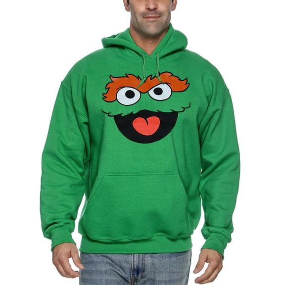 Sesame Street Oscar The Grouch Face Adult Hoodie
