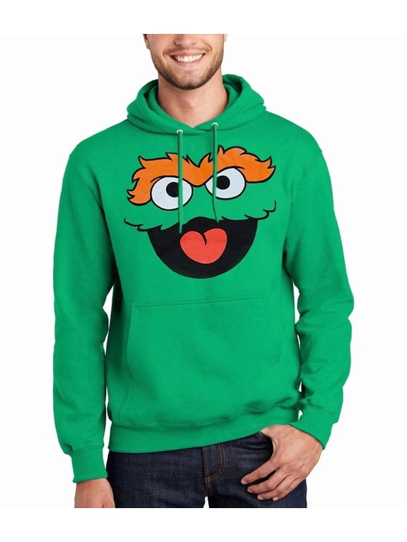 Oscar The Grouch Face Adult Hoodie