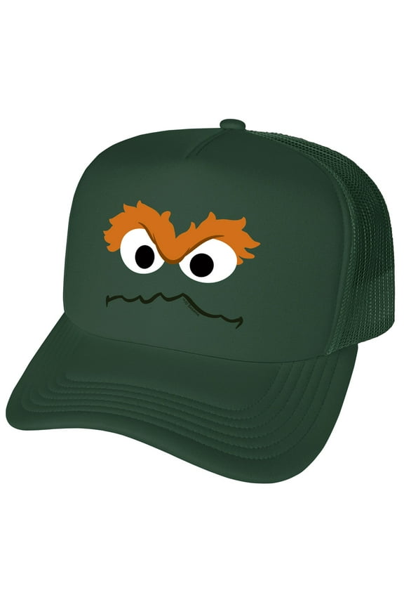 Oscar The Grouch Face Foam Snapback Trucker Hat - Unisex for Men and Women