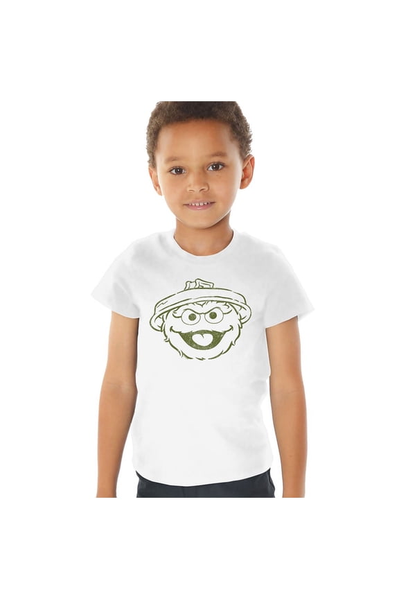 Oscar The Grouch Mono Kids T Shirt (3) for Toddler Boys and Girls, White