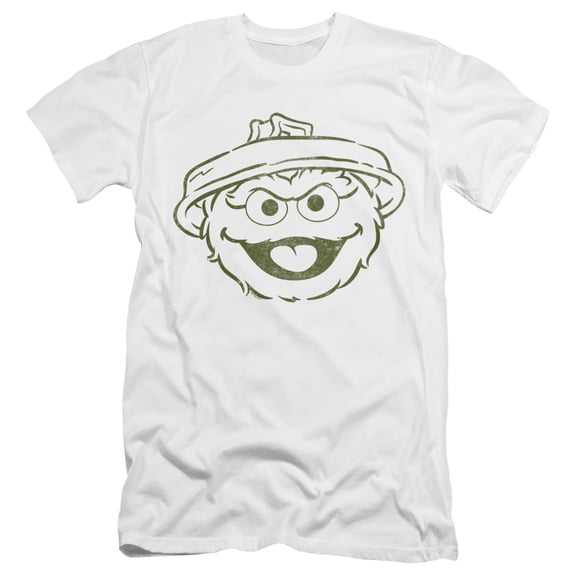 Sesame Street Oscar The Grouch Mono Unisex Adult Canvas Brand T Shirt, White, Large