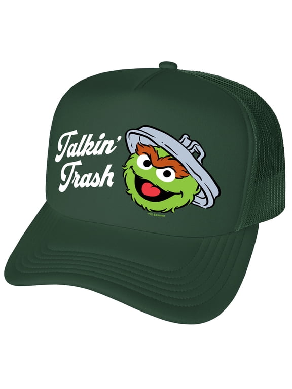 Sesame Street Oscar The Grouch Talkin Trash Foam Snapback Trucker Hat - Unisex for Men and Women