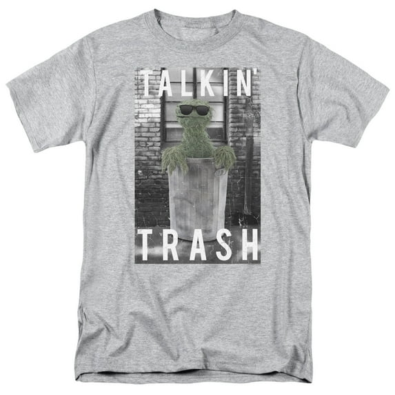 Sesame Street Oscar The Grouch Talkin Trash Unisex Adult T Shirt (3X-Large) Athletic Heather