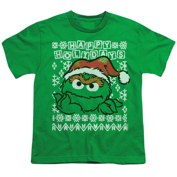 Sesame Street Oscar The Grouch Ugly Christmas Kids T-Shirt for Youth Toddler Boys and Girls