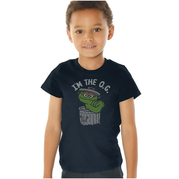 Sesame Street Oscar The OG Kids T Shirt (4) for Toddler Boys and Girls, Navy