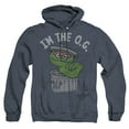 thumbnail image 1 of Sesame Street Oscar The OG Unisex Adult Pull-Over Heather Hoodie, Navy Heather, Large, 1 of 3