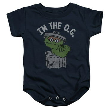 Sesame Street Oscar The OG Unisex Infant Snap Suit for Baby, Navy, Medium