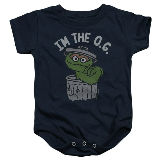 Sesame Street Oscar The OG Unisex Infant Snap Suit for Baby, Navy, Small