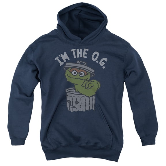 Sesame Street Oscar The OG Youth Kids Boy/Girls Pull-Over Hoodie, Navy, X-Large