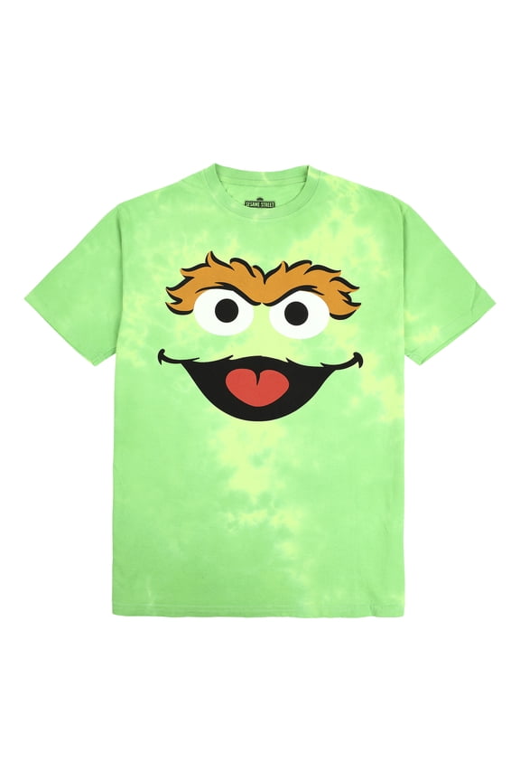 Sesame Street Oscar the Grouch Adult Green Tie Dye Short Sleeve Tee - Large Medium