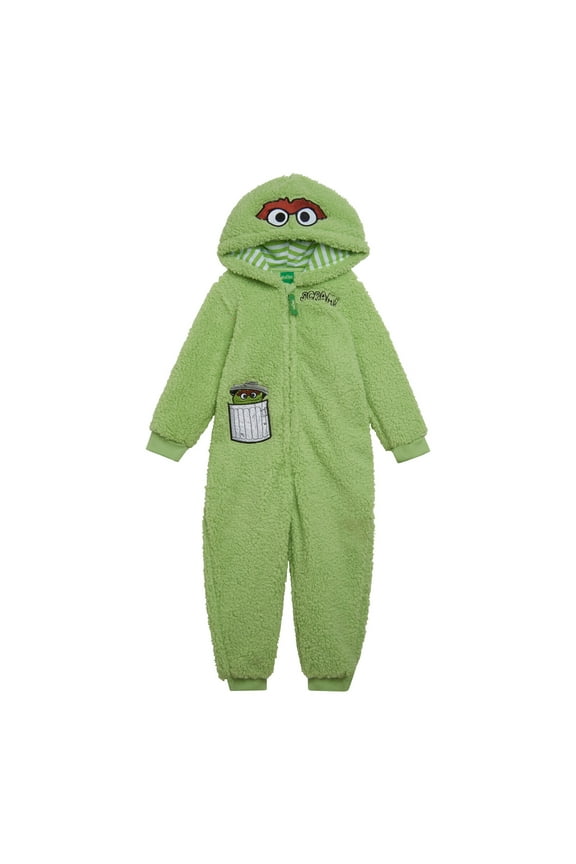 Oscar the Grouch Cozy Sherpa Zip Up Cosplay Costume Coverall Newborn to Toddler