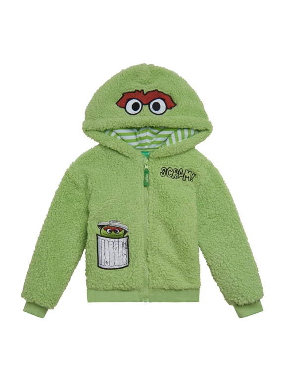 Oscar the Grouch Cozy Sherpa Zip Up Cosplay Hoodie Infant to Little Kid