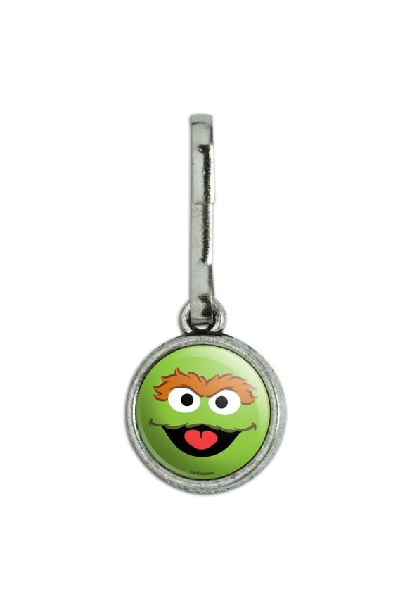 Sesame Street Oscar the Grouch Face Antiqued Charm Clothes Purse Suitcase Backpack Zipper Pull Aid