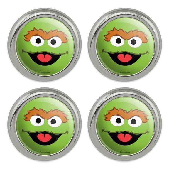 Sesame Street Oscar the Grouch Face Metal Craft Sewing Novelty Buttons - Set of 4