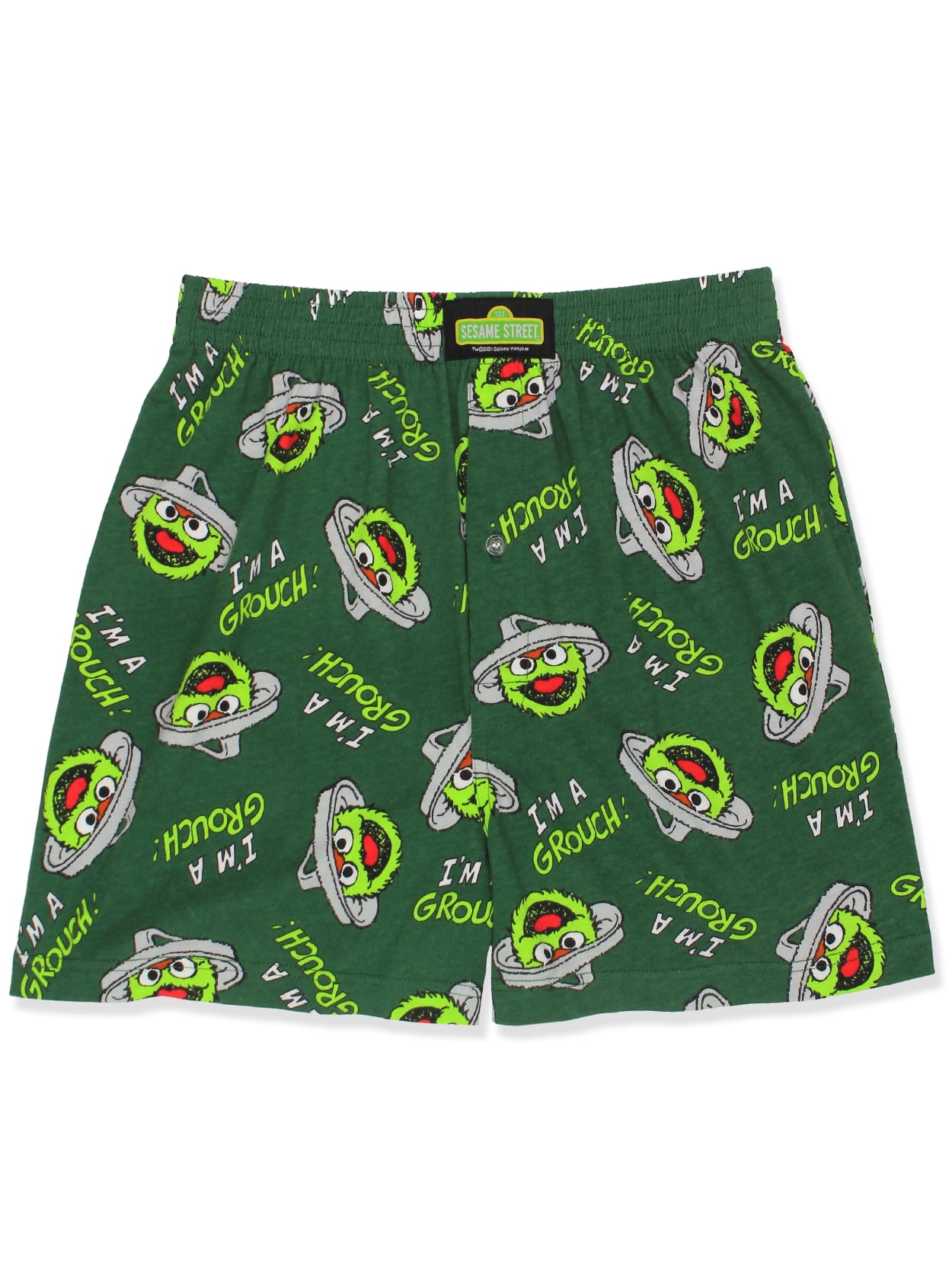 Sesame Street Oscar the Grouch Men's Male Button Fly Boxer Lounge ...