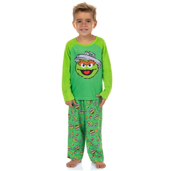 Sesame Street Oscar the Grouch Pajamas Boys' Long Sleeve Pant Lounge Set