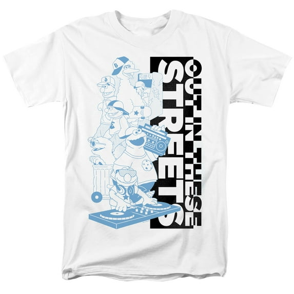 Sesame Street Out In These Streets S/S Adult 18/1 T-Shirt White