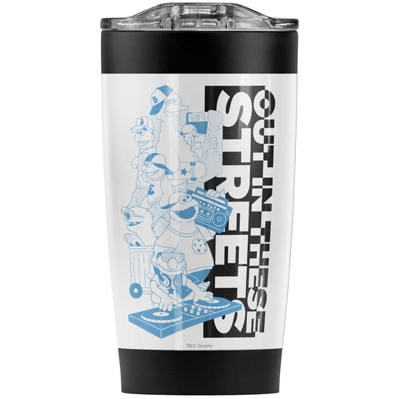 Sesame Street/Out In These Streets Stainless Steel Tumbler 20 oz Coffee Travel Mug/Cup, Vacuum Insulated & Double Wall with Leakproof Sliding Lid | Great for Hot Drinks and Cold Beverages