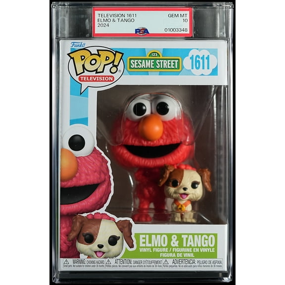 Sesame Street, PSA Graded 10 GEM MINT, Elmo & Tango Collectible Vinyl Figure #1611, Fully Encapsulated Bundle with Compatible Funko Pop! PSA Hard Protector Case