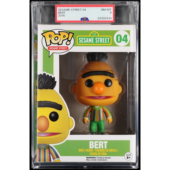 Sesame Street, PSA Graded 8 NM-MT, Bert Collectible Vinyl Figure #04, Fully Encapsulated Bundle with Compatible Funko Pop! PSA Hard Protector Case