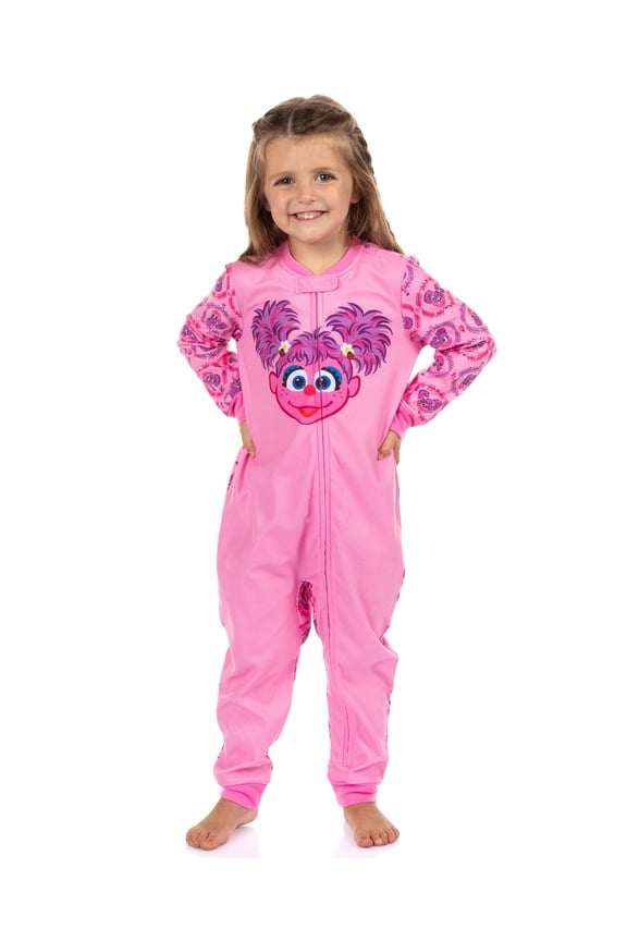 Sesame Street Pajamas Abby Toddler Girls' Front Zip Fleece Footless Sleeper