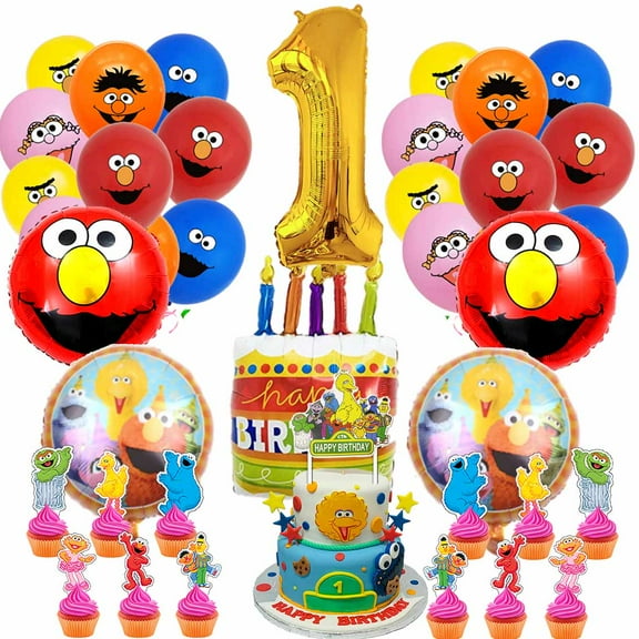 Sesame Street Party Supplies 1st Decor Kit Balloons Birthday Cake Topper Decorations