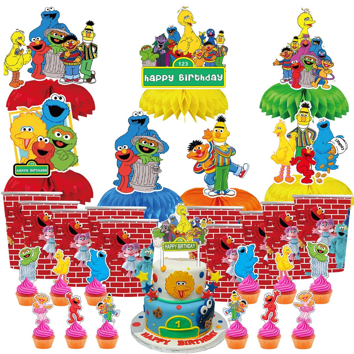 Elmo Plush 25 Sesame Street Cookie Monster, Elmo, Grover Stickers, 2.5 ...