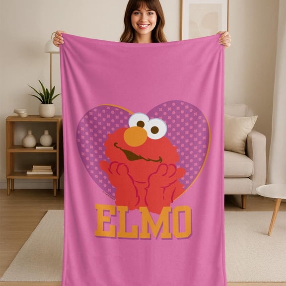 Sesame Street Patterned Elmo Heart Flannel Blanket 36x58 Inches