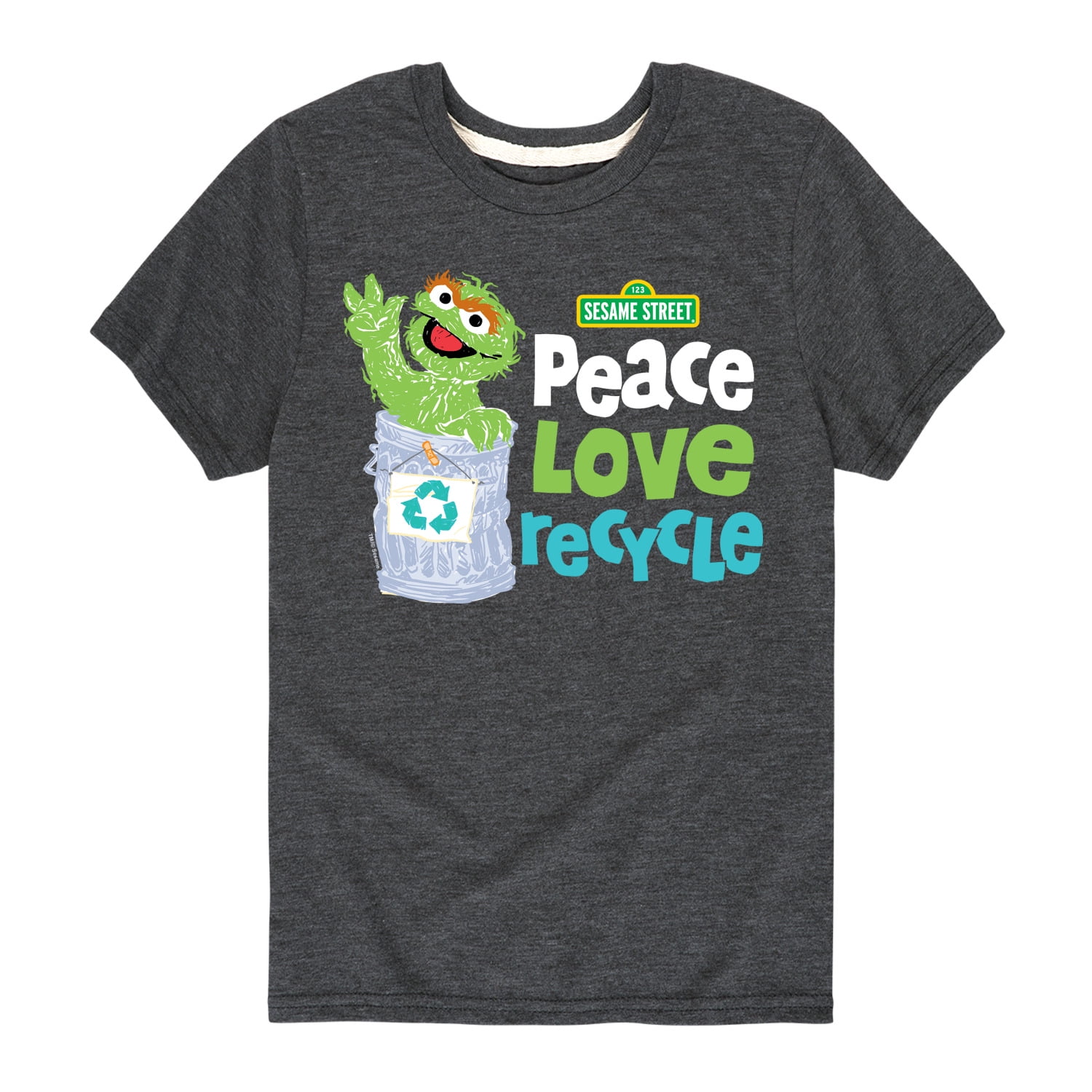 Sesame Street - Peace Love Recycle - Toddler and Youth Short Sleeve ...