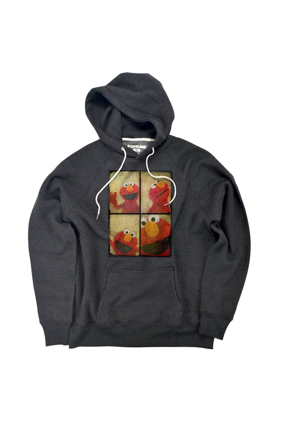Photo Booth Elmo Unisex Adult Slim Fit Pull-Over Heather Hoodie, Charcoal, Small