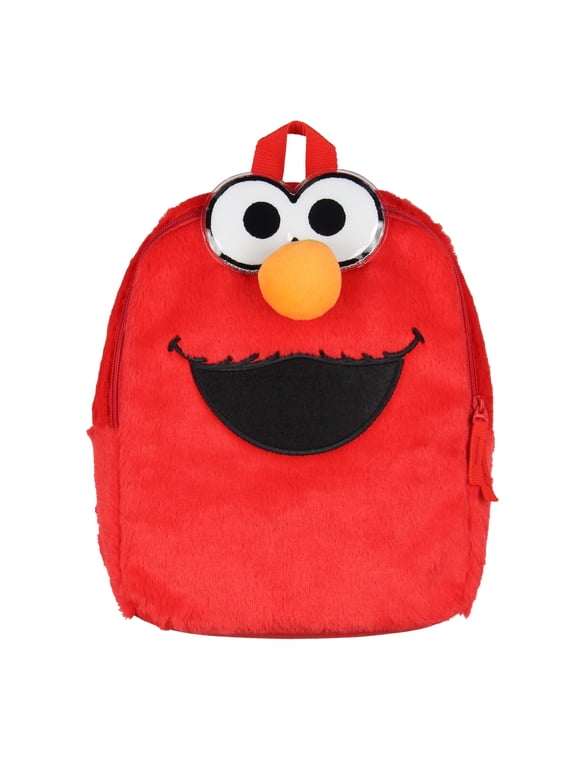 Plush Furry Elmo Smile Face 12 Inch Backpack For Daily Use Travel Daypack