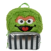 Sesame Street Plush Oscar The Grouch Backpack for Toddlers, Boys, and Girls - for School or Travel - Small 12 Inch Size