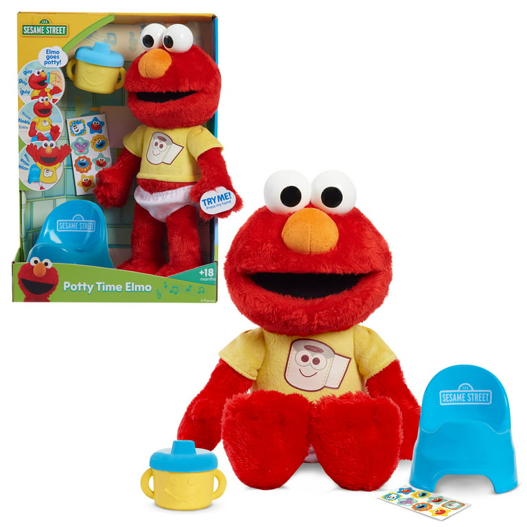 Sesame Street Potty Time Elmo 12-Inch Sustainable Plush Stuffed Animal,  Sounds and Phrases, Potty Training Tool, Kids Toys for Ages 18 month 