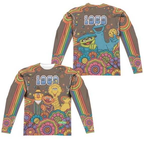 Sesame Street - Psychedelic 69 (Front/Back Print) - Regular Fit Long Sleeve Shirt - Small
