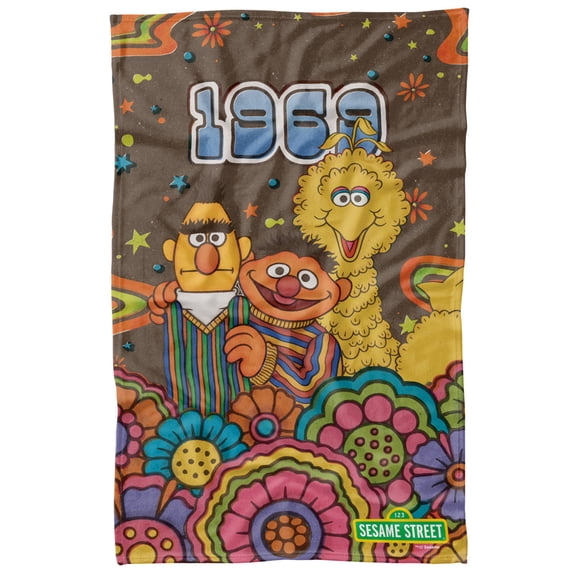 Sesame Street Psychedelic 69 Officially Licensed Fleece Blanket 36' x 58'