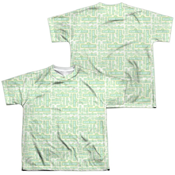 Sesame Street - Puzzle Pattern (Front/Back Print) - Youth Short Sleeve Shirt - X-Large