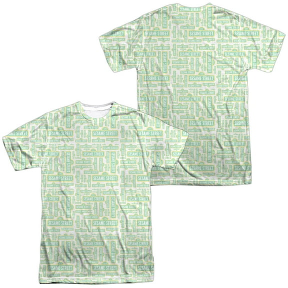 Sesame Street Puzzle Pattern Unisex Adult Sublimated Costume T Shirt (Front/Back), Small Multicolor