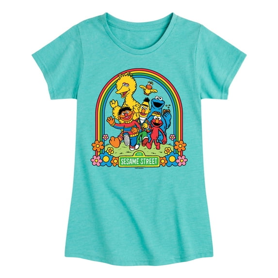 Sesame Street - Rainbow - Girls Fitted Short Sleeve Graphic T-Shirt