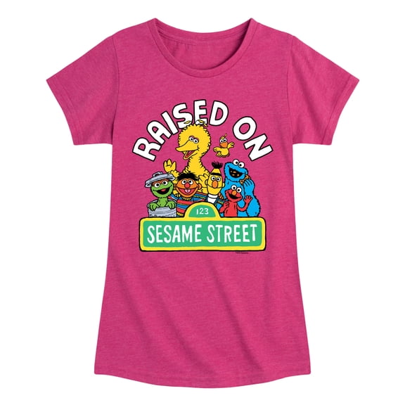 Sesame Street - Raised On - Girls Fitted Short Sleeve Graphic T-Shirt