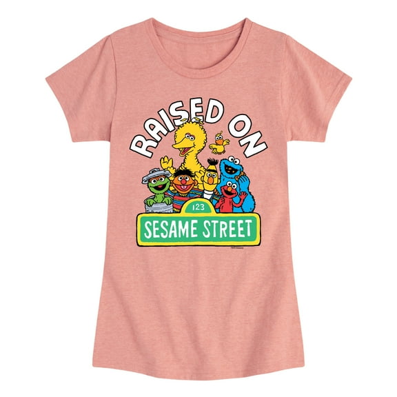 Sesame Street - Raised On - Girls Fitted Short Sleeve Graphic T-Shirt