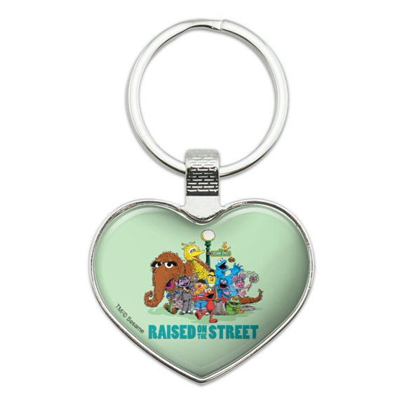 Sesame Street Raised on the Street Keychain Heart Love Metal Key Chain Ring