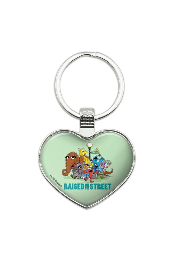 Sesame Street Raised on the Street Keychain Heart Love Metal Key Chain Ring