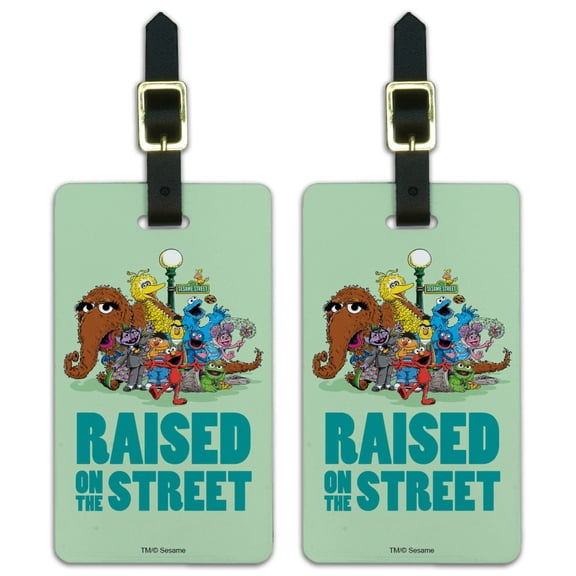 Sesame Street Raised on the Street Luggage ID Tags Suitcase Carry-On Cards - Set of 2