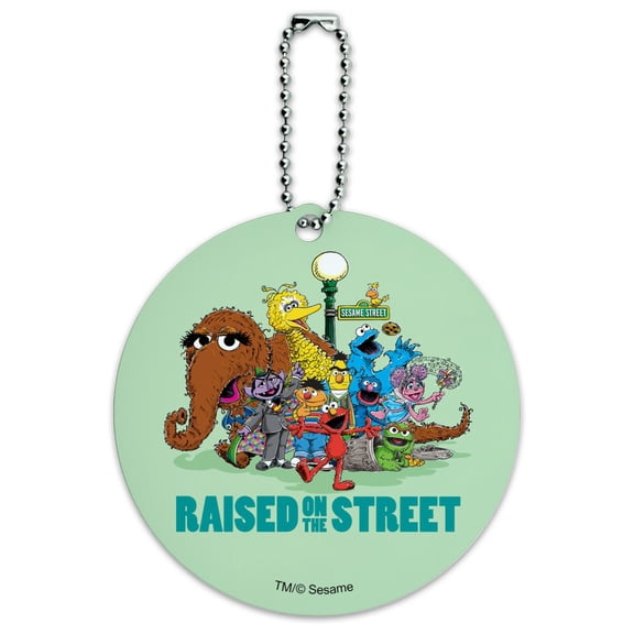 Sesame Street Raised on the Street Round Luggage ID Tag Card Suitcase Carry-On
