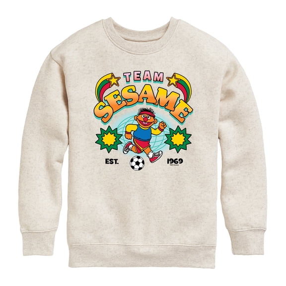 Sesame Street - Retro Ss Soccer - Youth Crew Fleece Sweatshirt