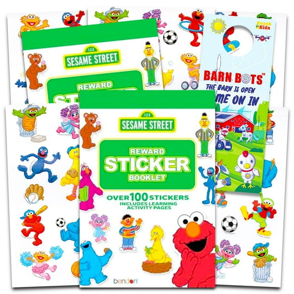 Sesame Street Reward Stickers for Kids - Bundle With 2 Books Featuring Elmo, Cookie Monster, Big Bird, More | 200 Stickers for Boys, Girls