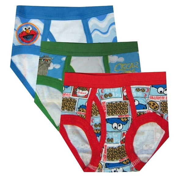 Sesame Street Little Boys' Toddler "Character Medley" 3-Pack Briefs (Sizes 2T - 4T) - red/multi, 4t